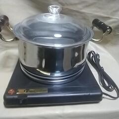 電気保温加熱プレート＆両手鍋22cm新品未使用品お話中です。