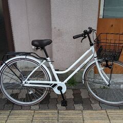 26インチ　シティサイクル パールホワイト BAA認証 自転車】折りたたみ自転車 BAAシティサイクル 26型 6SP ホワイト