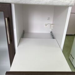 【リサイクルショップ　ピカソ　小松原】幅70 クラフトコガ キッチン収納 レンジ台 レンジボード レンジカウンター ダークブラウン/ホワイト★4512★の画像