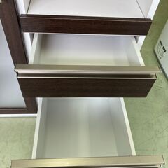 【リサイクルショップ　ピカソ　小松原】幅70 クラフトコガ キッチン収納 レンジ台 レンジボード レンジカウンター ダークブラウン/ホワイト★4512★の画像