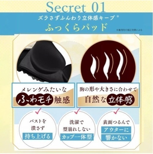 【新品未使用】[ROSA BLU] [美乳アドバイザー監修] カップ一体型 ノンワイヤー ナイトブラ 全4サイズ 大きいサイズ 10冠達成 ロザブルー ブラジャー 脇高 肩紐調節