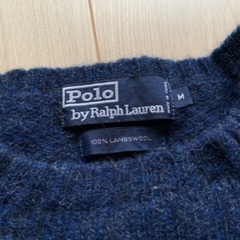 ラルフローレン★POLO RALPH LAUREN クルーネックニット セーター ラムウール100% M ネイビーの画像