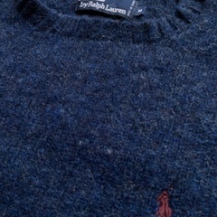 ラルフローレン★POLO RALPH LAUREN クルーネックニット セーター ラムウール100% M ネイビーの画像