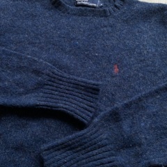 ラルフローレン★POLO RALPH LAUREN クルーネックニット セーター ラムウール100% M ネイビーの画像