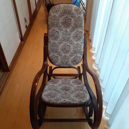 ☆曲げ木 ゴブラン織 花柄 木製 ロッキングチェア☆アンティーク