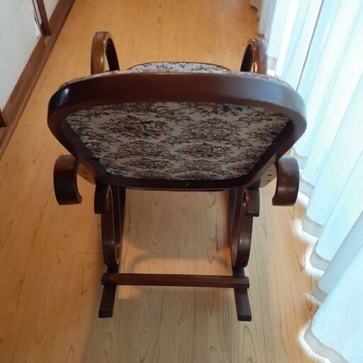 折りたたみ式 ロッキングチェア コブラン織 昭和レトロ インテリア アンティーク アンティーク ゴブラン織 ロッキングチェア 折り畳み椅子 ロココ調