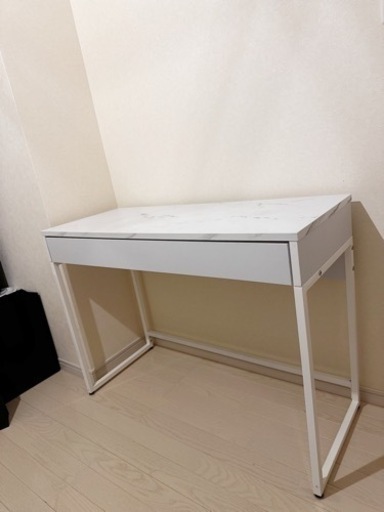 【LOWYA】デスク 大理石家具 大理石柄 マーブル ドレッサーデスク パソコンデスク 学習デスク