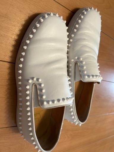 希少 美品 クリスチャン ルブタン Christian Louboutin ピックボート スパイクスタッズ レザー スリッポン スニーカー