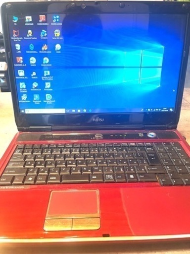 ノートパソコン　Windows 7 FUJITSU FM  V BIBLO  赤色