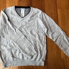 男児130〜140cm jacadi Ｖセーター&青シャツ　2点セットの画像