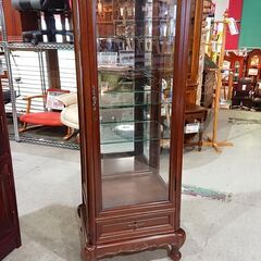 アンティーク｜猫脚｜ダウンライト付｜コレクションケース｜ガラス