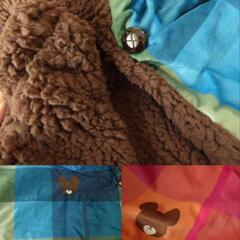 くまのがっこう もこもこ キッズ ポンチョ ボア  フード付きの画像