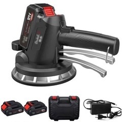 【新品】電気タイル張り機 タイルタイル張り機 タイル振動ツール 自動床敷設ツール 最大吸着量320kg 0.3-2m タイルタイル張り機壁床タイル敷設振動工具大型吸盤付き 六階段調整可,2 x lithium batteriesの画像
