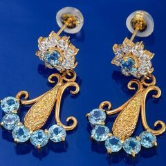 K18 ブルートパーズ・ダイヤモンド スイングピアス 品番p22-39