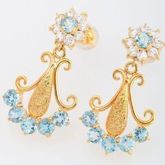 K18 ブルートパーズ・ダイヤモンド スイングピアス 品番p22-39