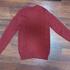 美品 バックナンバー レッド ケーブル編み　ニット セーター ケーブル編みの画像