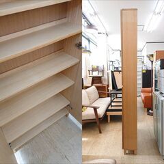廃番 無印良品/MUJI タモ材 組み合わせて使える木製収納 木製扉付き 大型 キャビネット ハイタイプ 幅80×奥行23×高さ212㎝ 棚板8枚★近隣配送無料 買取帝国 朝霞店 ヤ出