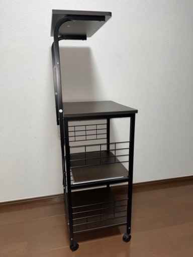 美品 キッチンラック レンジ台 (ストッパー付きキャスター)