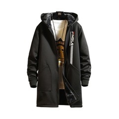 【新品】ロングコート メンズ フード付き ジャケット 秋冬服 もこもこ 裏起毛 コート アウター ジャンパー 上着 フード カジュアル 防風 防寒 秋 冬?ロングパーカー ベンチコートの画像