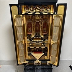 豪華　高級仏壇！　仏具＊大型仏壇　浄土真宗本願寺＊黒塗　梨地　金彩　金具打＊高さ約170cm