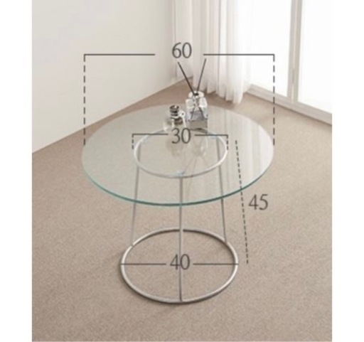 【美品】韓国インテリア 強化ガラステーブル 直径60 cm