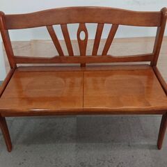 無料★アンティーク？　2人掛けダイニングチェア　ベンチ　木製　座...