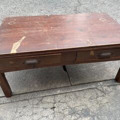 レトロ机　No.9864　テーブル　引出し付き　【リサイクルショ...