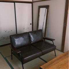 【Basquiat】2人掛けソファ  レザーブラウン