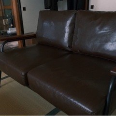 【Basquiat】2人掛けソファ  レザーブラウンの画像