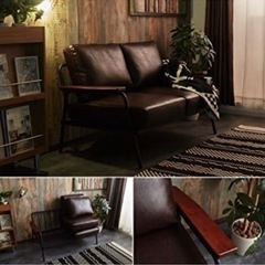 【Basquiat】2人掛けソファ  レザーブラウンの画像