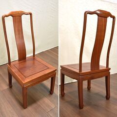 ≪zyt1157ジ≫ 中国家具 ハイバックチェア アームレス 花梨 座面高40.5cm 中華/椅子/アジアン家具/唐木家具/李朝家具 50817-06の画像