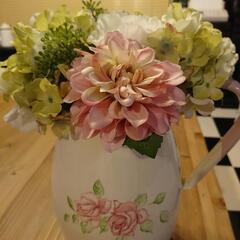 【美品 】フェイクフラワー 花束 ピンク系 高さ約30cmの画像