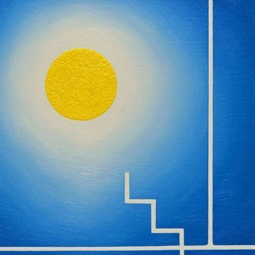 ●『青の部屋』●がんどうあつし絵画油絵F4号額縁付肉筆直筆寒色ブルー沈静化集中力
