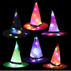 【新品】光る 魔女の帽子 ハロウィン 仮装 LEDライトの画像