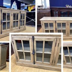 K10 幅200㎝ アメリカンビンテージ ガラス扉 サイドボード