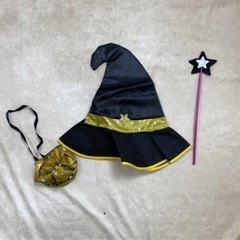 ハロウィン  コスプレ 子供 キッズ　 魔女 ドレス 黄色　帽子 セット　120の画像