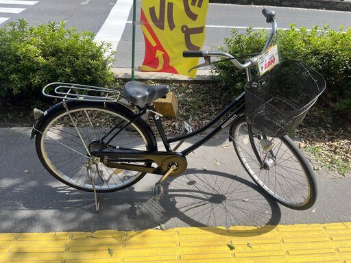 【リサイクルショップどりーむ鹿大前店】No.1097　自転車　ママチャリ　カゴ付き　ベル付き　黒色　LEDオートライト付き