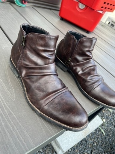 メンズ　ショートブーツ　両側ファスナー付き　25.5cm