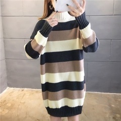 【新品】ニットワンピース 秋冬 ゆったり 暖か ワンピース レディース 長袖 膝丈 普段着 カジュアルの画像