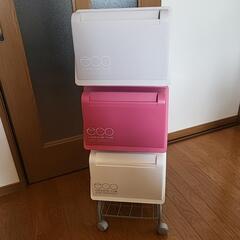 三段キャスター付きゴミ箱