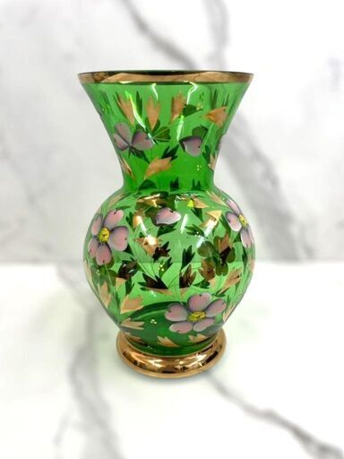 【REGASTOCK江東店】 BOHEMIA ボヘミアガラス フラワーベース 花瓶 ハンドペイント カリクリスタル