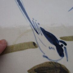 雅山窯　中島正雄 作/尾崎良二 画　粉引四角鉢　鶺鴒図　実家の整理しています！の画像