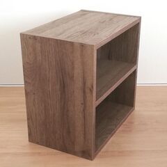 収納棚2段、木目/白の画像