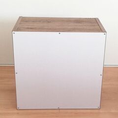 収納棚2段、木目/白の画像