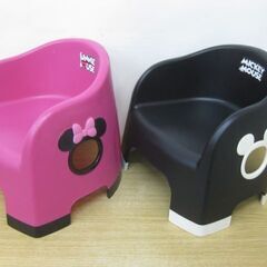 錦化成 ベビーチェア ララチェア ディズニー ミッキーマウス＆ミニーマウス 2点セット ブラック ピンク 子供用イス 椅子の画像