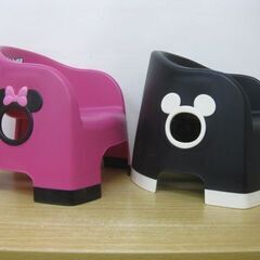 錦化成 ベビーチェア ララチェア ディズニー ミッキーマウス＆ミニーマウス 2点セット ブラック ピンク 子供用イス 椅子の画像