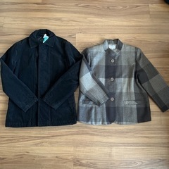 ジャケット　Lサイズ　チェック　焦茶色　無印コーデュロイコート