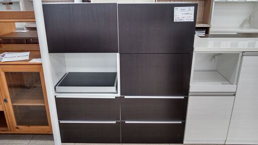★ジモティ割あり★  食器棚 ブラウン H129×D41.5×W120 クリーニング済み TJ2327