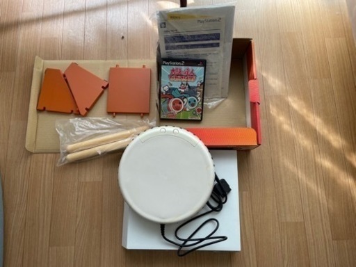 【配送可(着払い)】太鼓の達人(タタコン)1セット+PS2ワクワクアニメ祭り