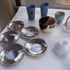 【値下げ】陶器類　抹茶・湯飲み茶碗　急須　酒徳利　小鉢　小皿　盃　中古の画像